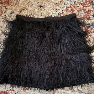 Queen of Sparkles Black Feathered Skirt L NWT